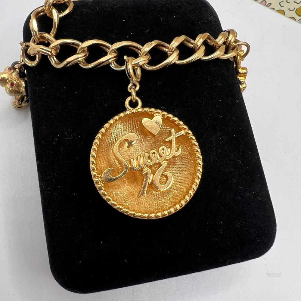 Monet Gold Charm Bracelet with Three Charms - Picture 3 of 5